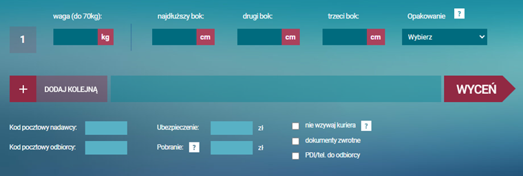 Interaktywny cennik kuriera DPD